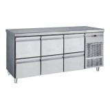 Masa frigorifica, rece, refrigerare cu 6 sertare, inox