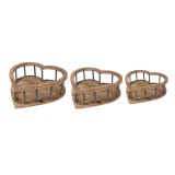 Cumpara ieftin Set 3 cosuri lemn metal maro 33x33x10 cm, 26x26x9 cm, 20x20x8 cm