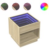 Cumpara ieftin Noptiera cu LED infinity, stejar sonoma, 50x50x50 cm