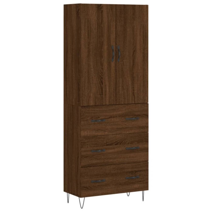 Dulap inalt, stejar maro, 69,5x34x180 cm, lemn compozit