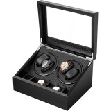 Cumpara ieftin Cutie intors ceasuri iUni, Watch Winder 4 + 6 spatii depozitare, Piele ecologica, Carbon