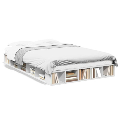 vidaXL Cadru de pat, alb, 120x190 cm, lemn prelucrat foto