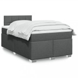 vidaXL Pat box spring cu saltea, gri &icirc;nchis, 120x190 cm, textil 3288128
