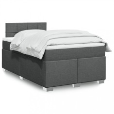vidaXL Pat box spring cu saltea, gri &icirc;nchis, 120x190 cm, textil 3288128