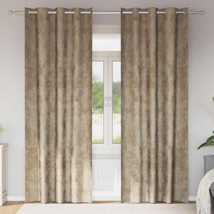 vidaXL Draperie cu perdele 2 pcs Șampanie 245 x 140 cm Catifea