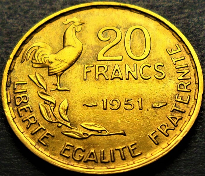 Moneda istorica 20 FRANCI - FRANTA, anul 1951 *cod 483 A