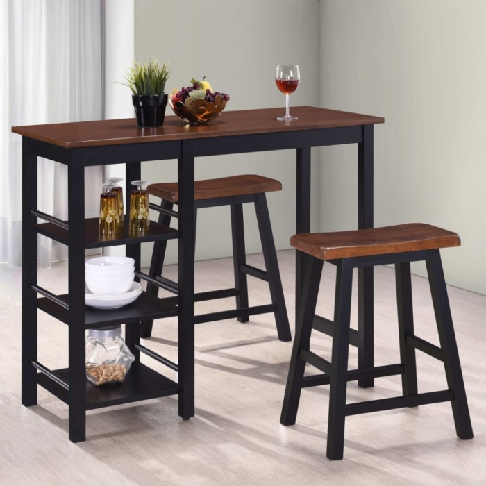 Set mobilier de bar, 3 piese, MDF, negru GartenMobel Dekor