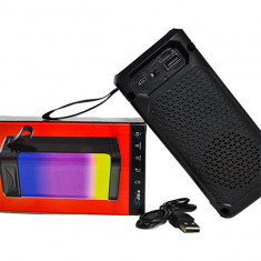 Boxa portabila, Bluetooth, 5W, Radio, Lumina RGB, Sunet Wireless, Negru