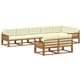 vidaXL Set de canapele de exterior cu pernă 8 pcs Natural și Crem 3382668