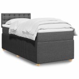 Gossi pat box spring cu saltea, gri inchis, 100x200 cm, textil