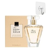 Cumpara ieftin Set cadou elegant Avon Rare Gold, apa de parfum 50 ml pentru femei, aroma floral-aldehidica, ylang-ylang, mandarina, ambra, cuier transparent 5.6 x 5.