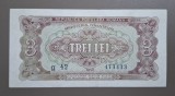 Bancnota 3 lei 1952, seria G 42 473433 - stare foarte buna, fara pete