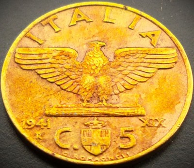 Moneda istorica 5 CENTESIMI - ITALIA FASCISTA, anul 1941 * cod 5312 = luciu foto