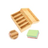 Cutie din lemn pentru index A7, 22 x 12,6 x 9 cm, cutie din lemn cu capac, cutie de &icirc;nvățare, cutie de vocabular cu 4 divizoare detașabile și 400 de b