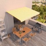 VidaXL Copertină retractabilă automat, galben și alb, 450x300 cm
