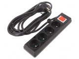 Prelungitor 4 Prize PVC Negru 5m 16A