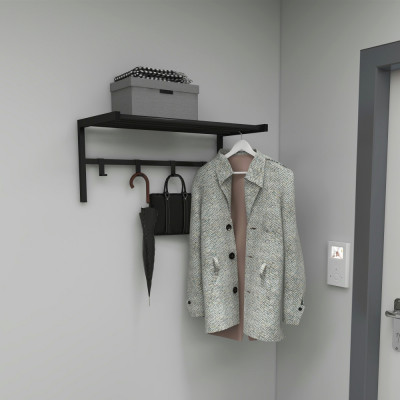 Cuier de perete Tolga 32,5x69x34cm metal negru [en.casa] HausGarden Leisure foto