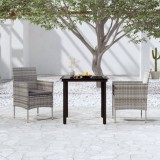 VidaXL Set mobilier de grădină, cu perne, 3 piese, gri și negru