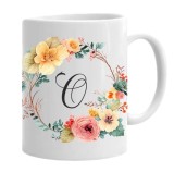 Cana Alba Personalizata cu Initiala O, 330ml, Ceramica, Sublimare, Cadou Universal Familie