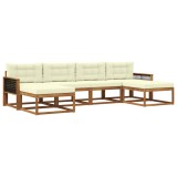 vidaXL Set de canapele de exterior cu pernă 6 pcs Natural și Crem 3382783