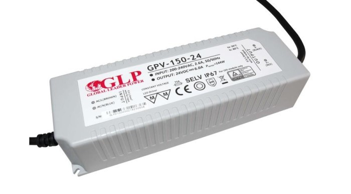 GLP GPV-150-24, sursă de alimentare GLP seria GPV 24V/6A, CV, fără PFC, carcasă din plastic IP67