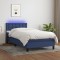 vidaXL Pat cu arcuri, saltea și LED, albastru, 90x190 cm, textil 3133443