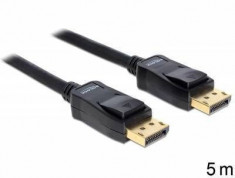 Cablu Delock DisplayPort v1.2 Male - DisplayPort Male 4K ecranat 5m gold negru foto