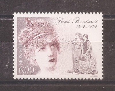 Monaco 1994 - 150 de ani de la nașterea lui Sarah Bernhardt, MNH foto