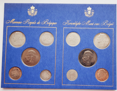 M01 Belgia set monetarie 10 monede 1975 25, 50 centimes 1, 5, 10 Francs foto