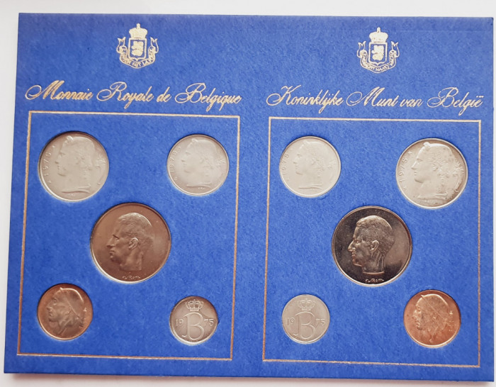M01 Belgia set monetarie 10 monede 1975 25, 50 centimes 1, 5, 10 Francs