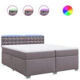Cumpara ieftin Pat continental cu saltea, gri, 200x200 cm, piele ecologica