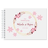 Album foto / Guestbook Caiet poze marturii personalizabil 3 pentru nunta, format A5 landscape, pix inclus, 120 pagini albe, accesoriu nunta