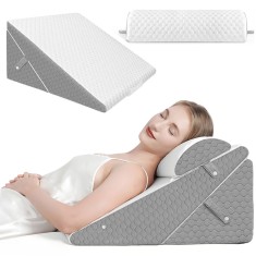 Set 3 Perne Ortopedice Reglabile 10 &icirc;n 1 Linomag&reg;, Forma de Pana, pentru Somn Confortabil, Recuperare Post-Operatorie si Suport pentru Spate, Gat si P