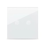 Panou sticlă securizată Pulsar Touch NS 2T Alb 86x86mm pentru &icirc;ntrerupător tactil modern cu două zone, design elegant rezistent la zg&acirc;rieturi