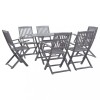 Gossi set mobilier de gradina, 7 piese, gri, lemn masiv de acacia