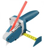 Cutter rigips, 5 rezerve incluse, creion inclus, ruleta, plastic/metal, 23 x 7cm, albastru/gri
