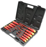 Set rosu 11 surubelnite izolate pentru lucrari electrice, capete drepte si cruce, manere ergonomice