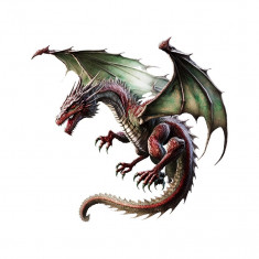 Sticker decorativ Dragon, Alb, 52 cm, 3779ST