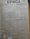 Ziarul Epoca, 29 Noiembrie 1899 ; Discursul Domnului I. Gradisteanu