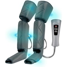 Aparat Masaj Picioare cu Telecomanda, 6 Moduri, 4 Intensitati, Compresie Aer, Functie Incalzire, Masaj Gambe si Coapse, Relaxare Circulatorie, Gri