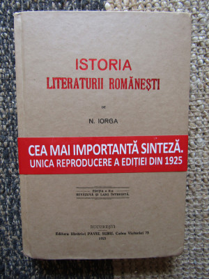 N. IORGA ISTORIA LITERATURII ROMANESTI foto