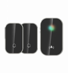 Sonerie fara fir si fara baterie 2 transmitatoare - comutator cinetic (2 butoane) si 1 receptor negru ( 1 sonerie) la priza , IP44