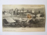 Rară! Carte postala Ramnicu Valcea-Episcopia,circulata 1907 stampila cu goarna, Printata