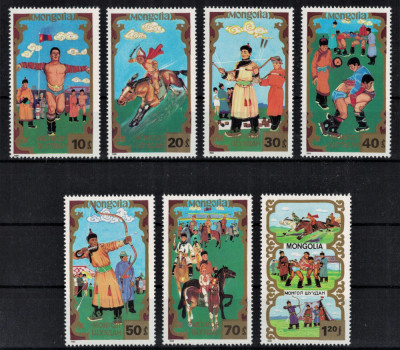 MONGOLIA 1988 - Jocuri sportive traditionale / serie completa MNH foto