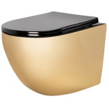 Vas WC suspendabil Carlo Mini Flat Gold/Black, REA