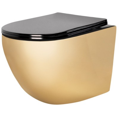 Vas WC suspendabil Carlo Mini Flat Gold/Black foto