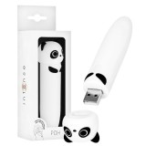 Stimulator clitoris INTENSE Poh Panda Vibrating Bullet, &icirc;n formă de ursuleț panda, 8 funcții de vibrație, alb cu negru
