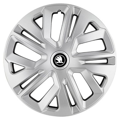 Set 4 Capace Roti 15 inchi (R15) Raven Gri Compatibile Cu Skoda Alb Negru foto