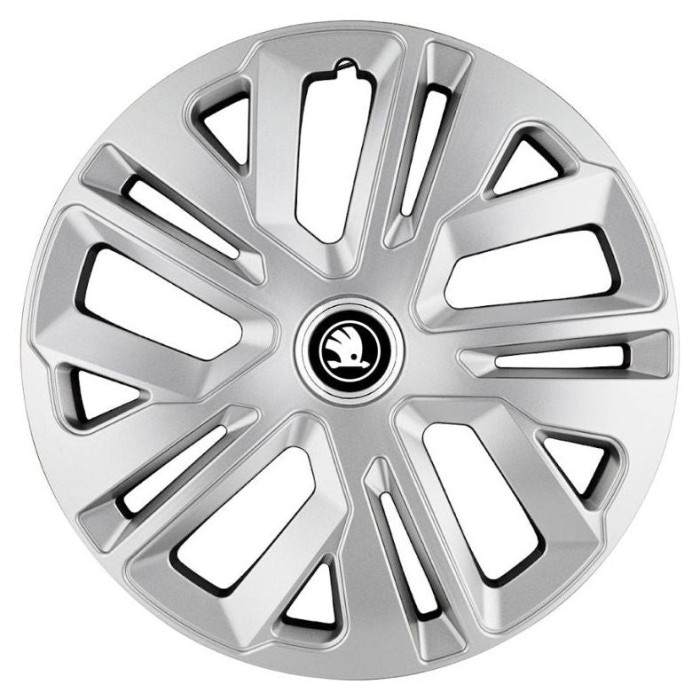 Set 4 Capace Roti 15 inchi (R15) Raven Gri Compatibile Cu Skoda Alb Negru