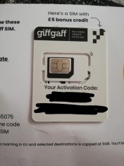 Ofer Cartela SIM Giffgaff cu 5# bonus la activare [Gratuit] foto